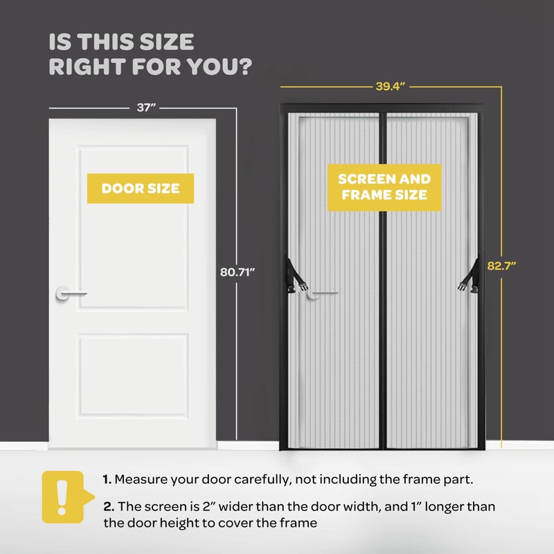 SEWANTA Magnetic Screen Door, Hands-Free Kid/Pet-Friendly Walk Through - Self Magnetic Closure Screen Door Mesh, Stay-Open Option with Buckles - Keeps Bugs Out Lets Breeze in, Fits Door Size (39.4" x 82.7") - Image 3