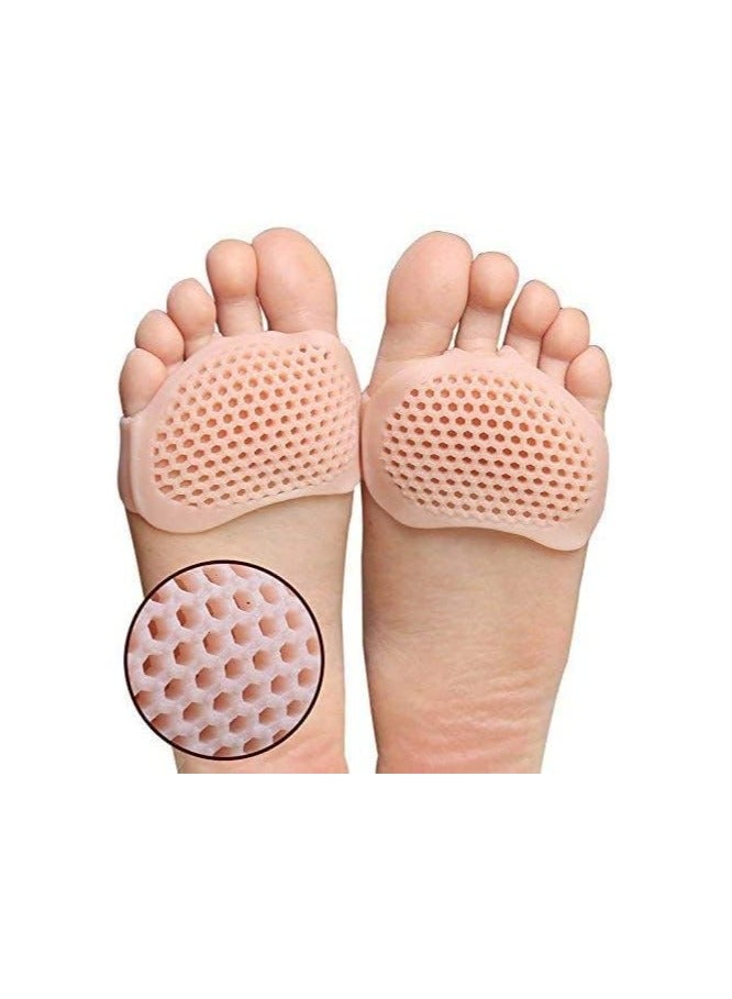 Generic R&J Silicone Pads, Reusable Gel Ball of Foot Cushion for Women High Heels, Foot Pads for Pain Relief for Shoes Pads, Bunion Forefoot Pads, Foot Cushion for Ball of Feet - Beige (Pack of 2)  - Image 1