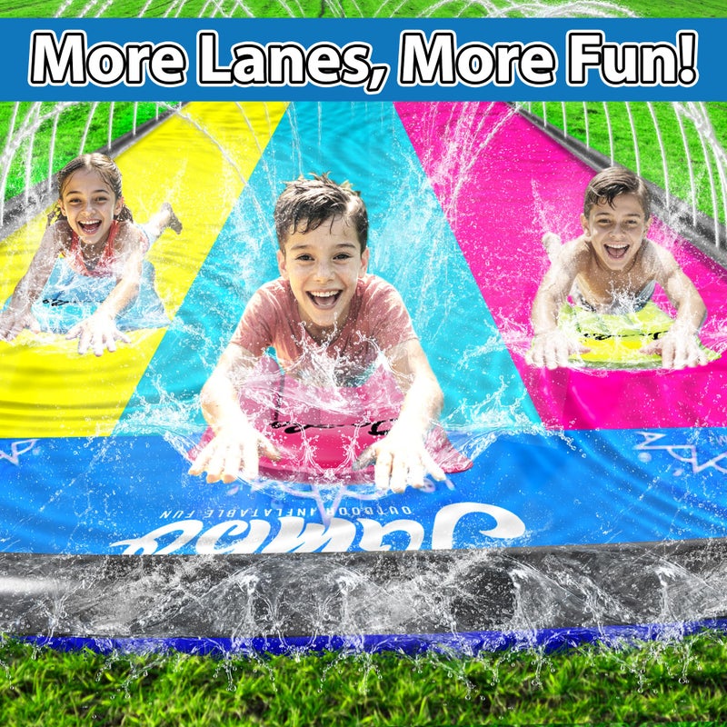 JAMBO XL 20Ft Premium Slip Splash and Slide with 3 Bodyboards, Heavy Duty Water Slide- Advanced 3-Way Water Sprinkler System, Backyard Waterslide Outdoor Water Toys n Slides for Kids Splash Pad - Image 2