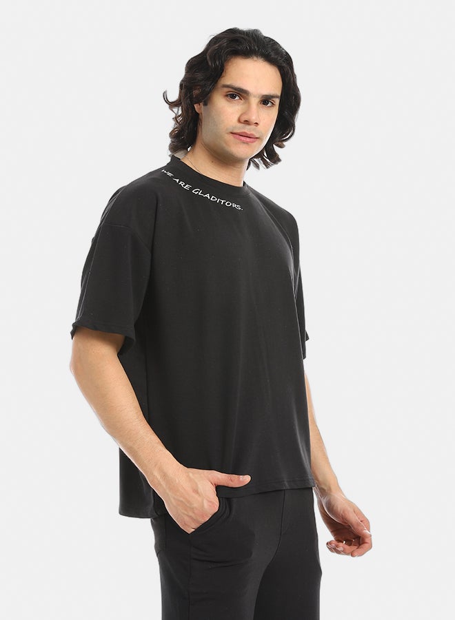 Red Circle Black Slip On Back Printed T-Shirt and Pants Set - Image 4