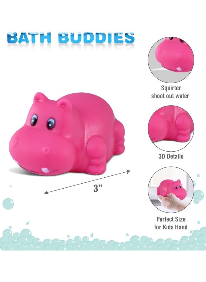 Puzzled DolliBu Hippo Bath Buddy Squirter - Floating Pink Hippo Rubber Bath Toy, Fun Water Squirting Bathtime Play For Toddlers Cute & Soft Wild Life Animal Toy For Bathtub, Beach and Pool for Girls and Boys - Image 2
