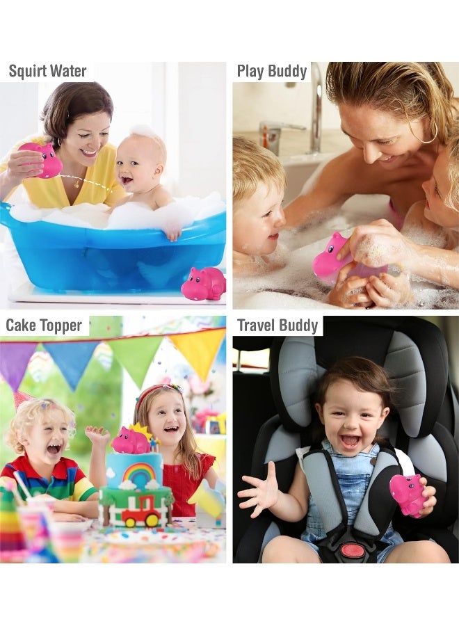 Puzzled DolliBu Hippo Bath Buddy Squirter - Floating Pink Hippo Rubber Bath Toy, Fun Water Squirting Bathtime Play For Toddlers Cute & Soft Wild Life Animal Toy For Bathtub, Beach and Pool for Girls and Boys - Image 3