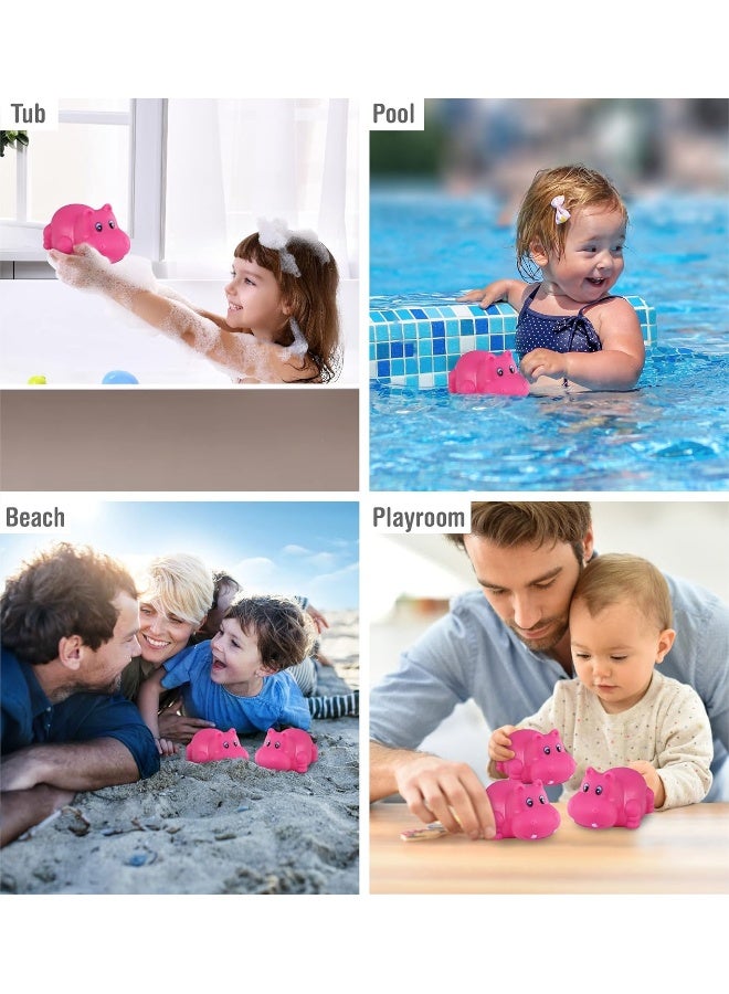 Puzzled DolliBu Hippo Bath Buddy Squirter - Floating Pink Hippo Rubber Bath Toy, Fun Water Squirting Bathtime Play For Toddlers Cute & Soft Wild Life Animal Toy For Bathtub, Beach and Pool for Girls and Boys - Image 4