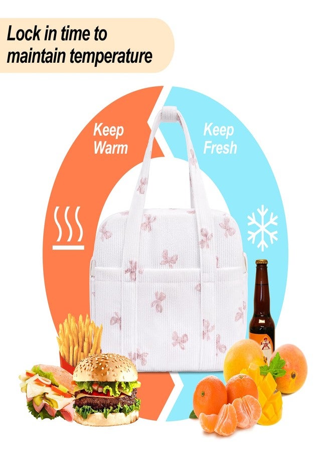 honitty Lunch Box for Women,Insulated Lunch Bag with Shoulder Strap Handle Strap,Cute Corduroy Cooler Bags for Work,Picnic - Image 3