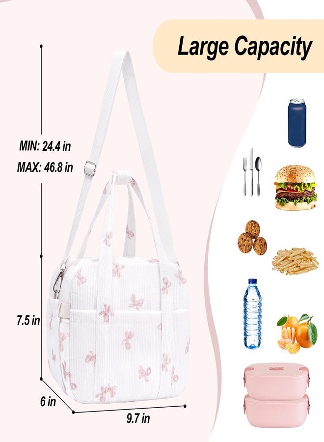 honitty Lunch Box for Women,Insulated Lunch Bag with Shoulder Strap Handle Strap,Cute Corduroy Cooler Bags for Work,Picnic - Image 2
