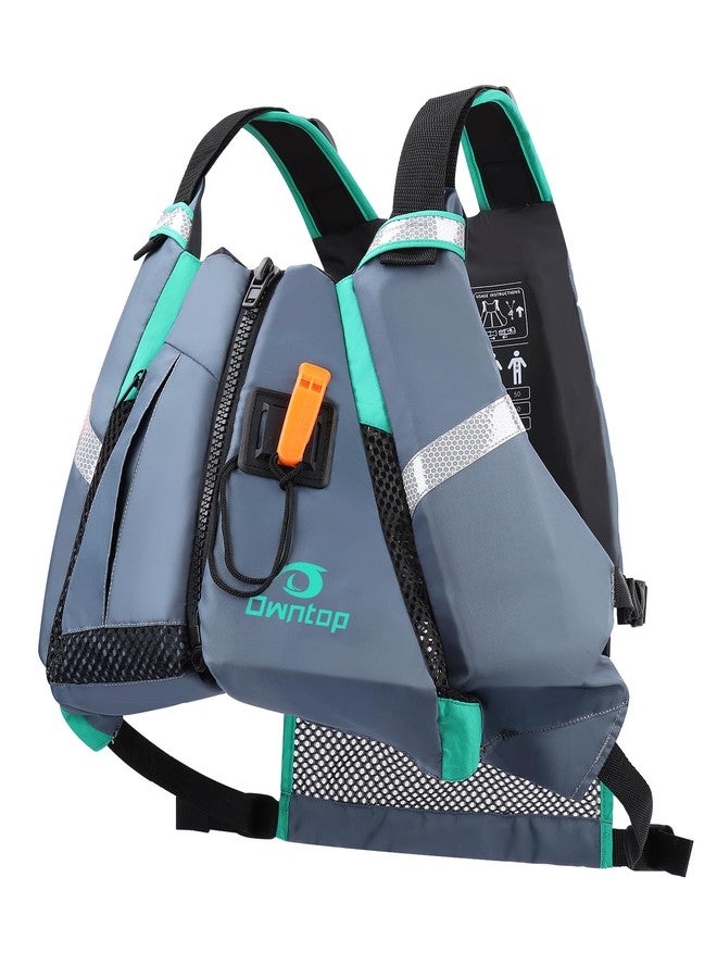 Owntop Swim Vest for Adult, Paddle Sports Swim Jackets with Adjustable Safety Strap, Premium Buoyancy Men Women Float Swim Vests for Kayaking Surfing Boating (Gray, M/L) - Image 1