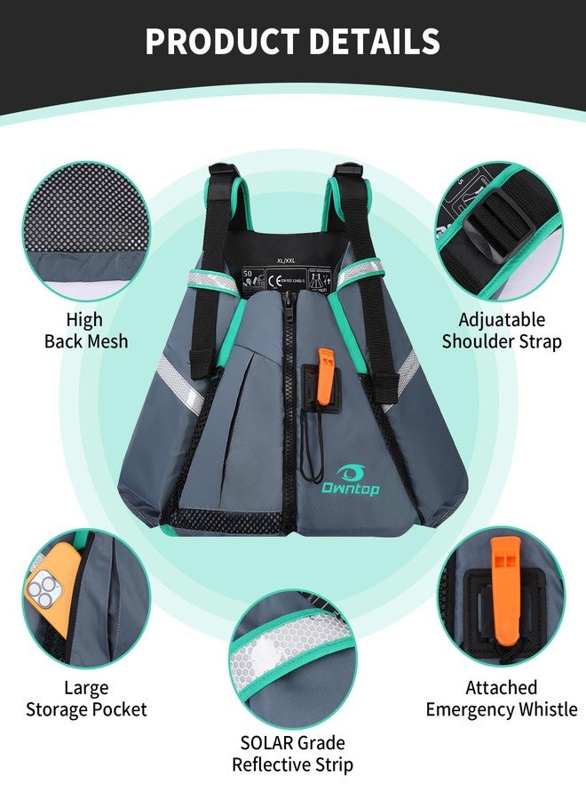Owntop Swim Vest for Adult, Paddle Sports Swim Jackets with Adjustable Safety Strap, Premium Buoyancy Men Women Float Swim Vests for Kayaking Surfing Boating (Gray, M/L) - Image 3