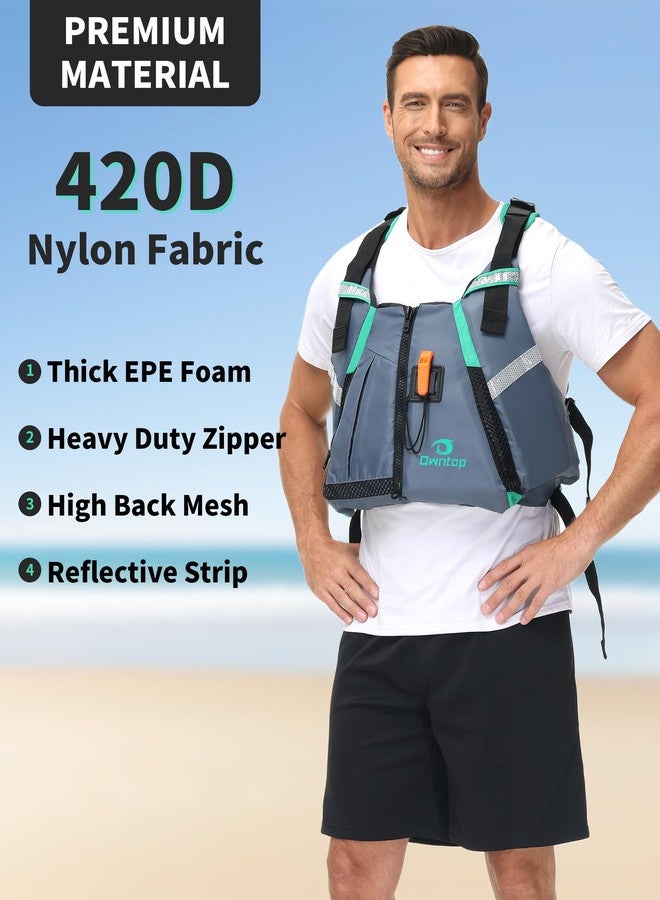 Owntop Swim Vest for Adult, Paddle Sports Swim Jackets with Adjustable Safety Strap, Premium Buoyancy Men Women Float Swim Vests for Kayaking Surfing Boating (Gray, M/L) - Image 2