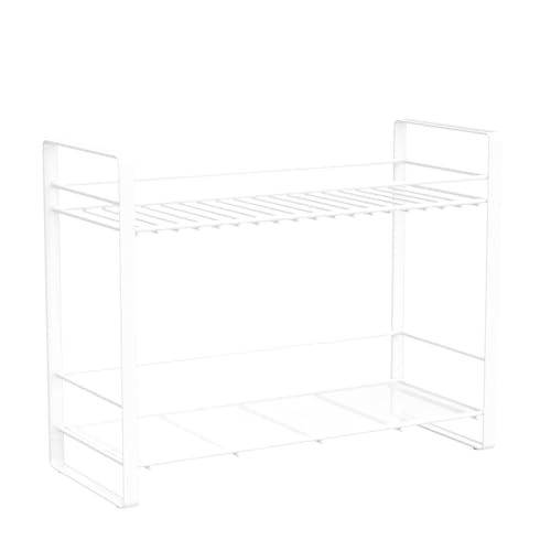 Decorlay Metal 2-Tier Kitchen Organizer Spice Rack | Bartan Stand | Jars and Bottle Holder | Storage Rack For Kitchen - White | Countertop, Tabletop | Size: 33x13x29cm - Image 4