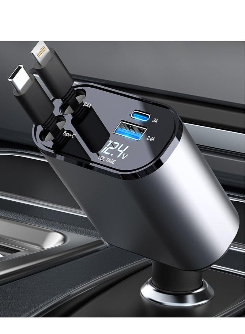 Retractable 4-in-1 Fast Car Charger with 60W Power Delivery - Image 5