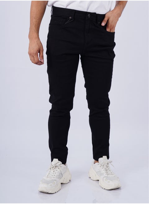 Men’s Button Secured Slim Fit Casual Denim in Black