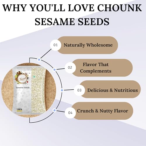 Chounk White Sesame Seeds | Clean and Natural White Til | Raw Natural Sesame Seeds for Eating | Everyday Essentials Indian Spices Safed Til | NON - GMO | Antioxidant Rich Sesame Seeds 300gm (100g X Pack of 3) - Image 5
