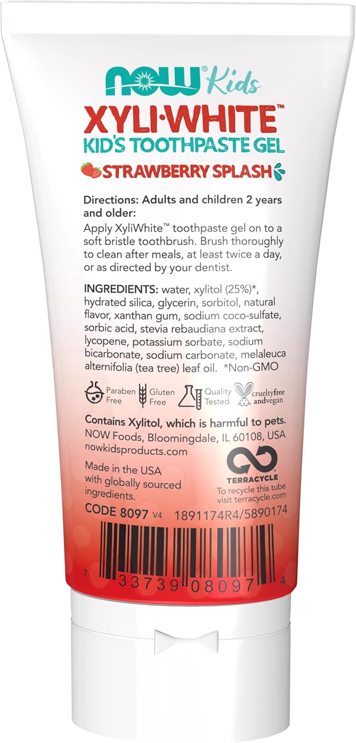 Now Foods Kids Xyliwhite Strawberry Splash Toothpaste Gel 85 g - Image 2