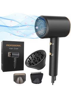 2000W Ionic Hair Dryer Travel Hair Blow Dryer 317G Super Quiet Fast Drying Mini Small Hairdryer 2 Speeds 3 Heat Setting Strong Hair Dryer With Diffuser Nozzle Concentrator Comb