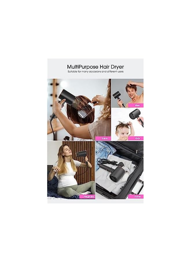 Oxsaytee - 2000W Ionic Hair Dryer Travel Hair Blow Dryer 317G Super Quiet Fast Drying Mini Small Hairdryer 2 Speeds 3 Heat Setting Strong Hair Dryer With Diffuser Nozzle Concentrator Comb - Image 1