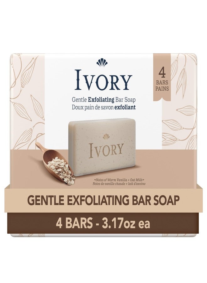 Ivory Exfoliating Bath Bar Soap, Designed for Whole Family with Plant-Based Cleansers, Made Without Heavy Perfumes, Parabens or Phthalates, Warm Vanilla + Oat Milk Scent, 3.17 oz (4 Count) - Image 1