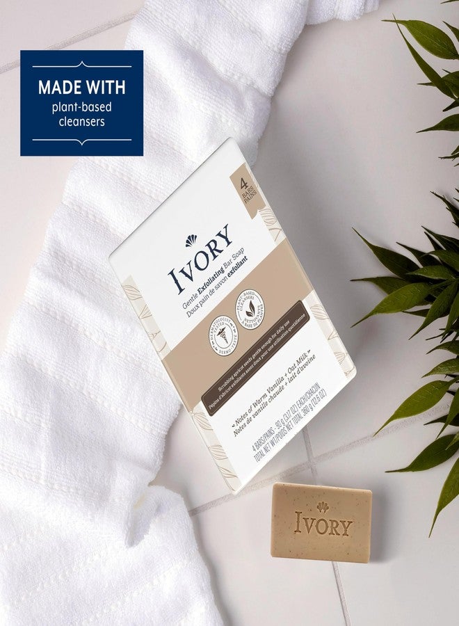 Ivory Exfoliating Bath Bar Soap, Designed for Whole Family with Plant-Based Cleansers, Made Without Heavy Perfumes, Parabens or Phthalates, Warm Vanilla + Oat Milk Scent, 3.17 oz (4 Count) - Image 3