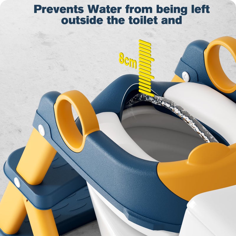 Rabb 1st Potty Training Seat, Upgrade Toddler Toilet Seat for Kids Boys Girls, 2 in 1 Potty Training Toilet, Splash Guard Anti-Slip Pad Step Stool(Blue-Yellow) - Image 5