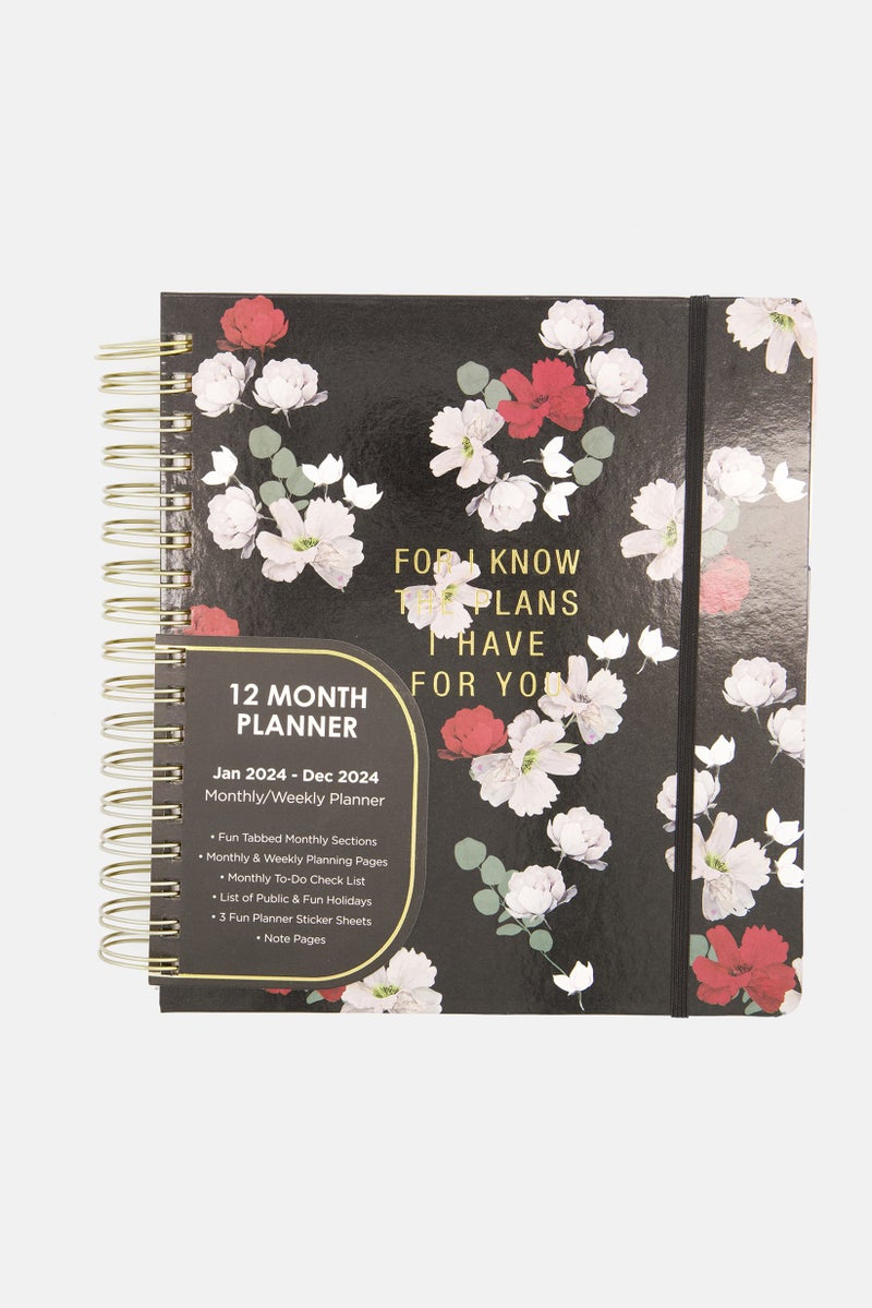 VOTUM For I Know The Plan I have For You Spiral Bound Floral Notebook, Black Combo - Image 1