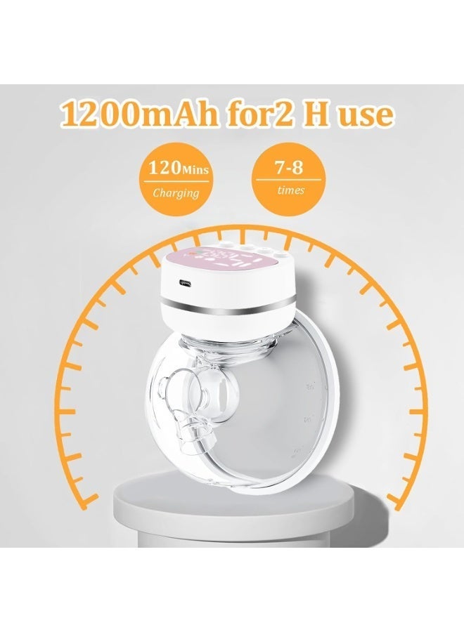 مضخة رضاعة كهربائية قابلة للارتداء بدون استخدام اليدين، منخفضة الضوضاء وخالية من الألم، عمر بطارية أطول وشاشة LED لاسلكية، 6 أونصة/180 مل، 3 أوضاع و9 مستويات شفط، أبيض-وردي - Image 4