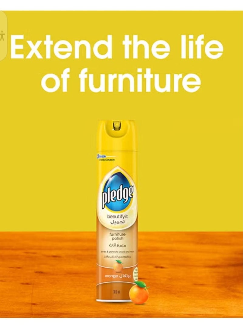 بليدج بخاخ تلميع وتنظيف الأثاث من بليدج، برتقالي، 300 مل، 3 قطع - Image 2