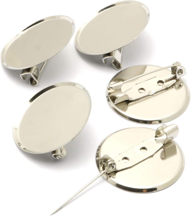 RuiLing 100pcs 2.5cm Silver Brooch Clasps Pin Disk Base Disc Blank Thicken Cabochon Trays for Badge DIY Jewelry Craft Making Decoration Accessories - Image 5