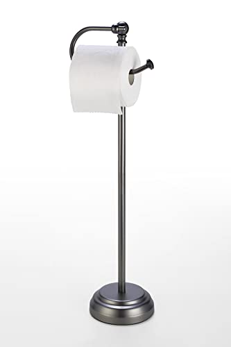 SunnyPoint Classic Bathroom Free Standing Toilet Tissue Paper Roll Holder Stand Black Nickel
