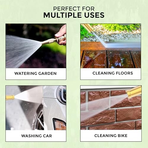 ROOTS & LEAF Brass Garden Hose Adapter with Adjustable Spray Patterns | High-Pressure Water Spray Gun for Plants and Car Wash| 1/2" & 3/4" Hose Compatibility | Corrosion-Resistant - Pack of 1 - Image 3