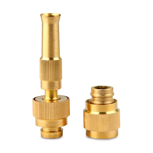 ROOTS & LEAF Brass Garden Hose Adapter with Adjustable Spray Patterns | High-Pressure Water Spray Gun for Plants and Car Wash| 1/2" & 3/4" Hose Compatibility | Corrosion-Resistant - Pack of 1 - Image 1