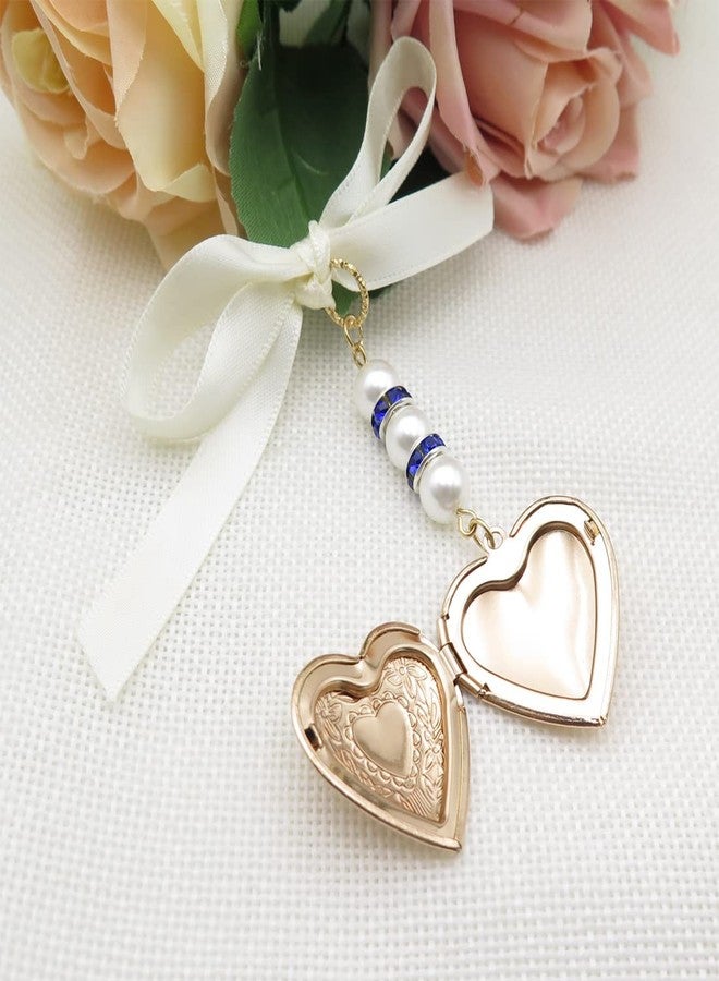 IDLAN Locket for Bouquet Memorial Bouquet Memorial Wedding Gift Bride Pendant Memorial Photo Keepsake Something Blue (Heart Locket) - Image 5