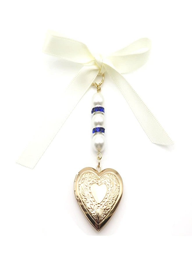 IDLAN Locket for Bouquet Memorial Bouquet Memorial Wedding Gift Bride Pendant Memorial Photo Keepsake Something Blue (Heart Locket) - Image 1