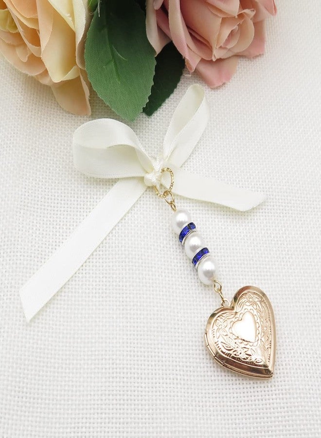 IDLAN Locket for Bouquet Memorial Bouquet Memorial Wedding Gift Bride Pendant Memorial Photo Keepsake Something Blue (Heart Locket) - Image 3