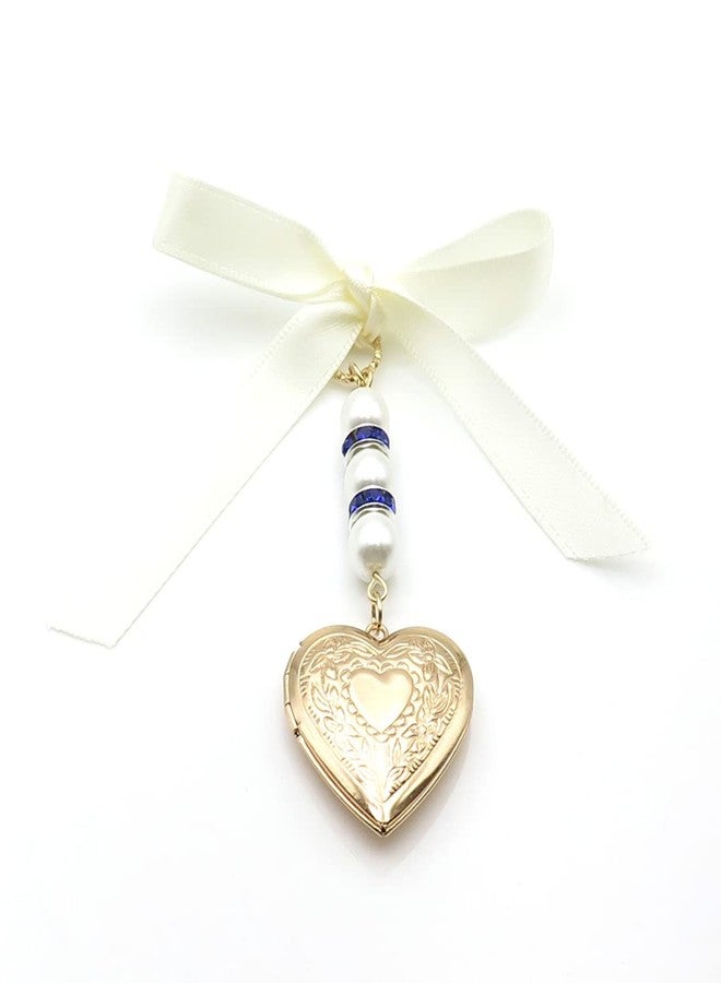 IDLAN Locket for Bouquet Memorial Bouquet Memorial Wedding Gift Bride Pendant Memorial Photo Keepsake Something Blue (Heart Locket) - Image 2