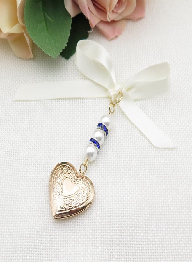 IDLAN Locket for Bouquet Memorial Bouquet Memorial Wedding Gift Bride Pendant Memorial Photo Keepsake Something Blue (Heart Locket) - Image 4