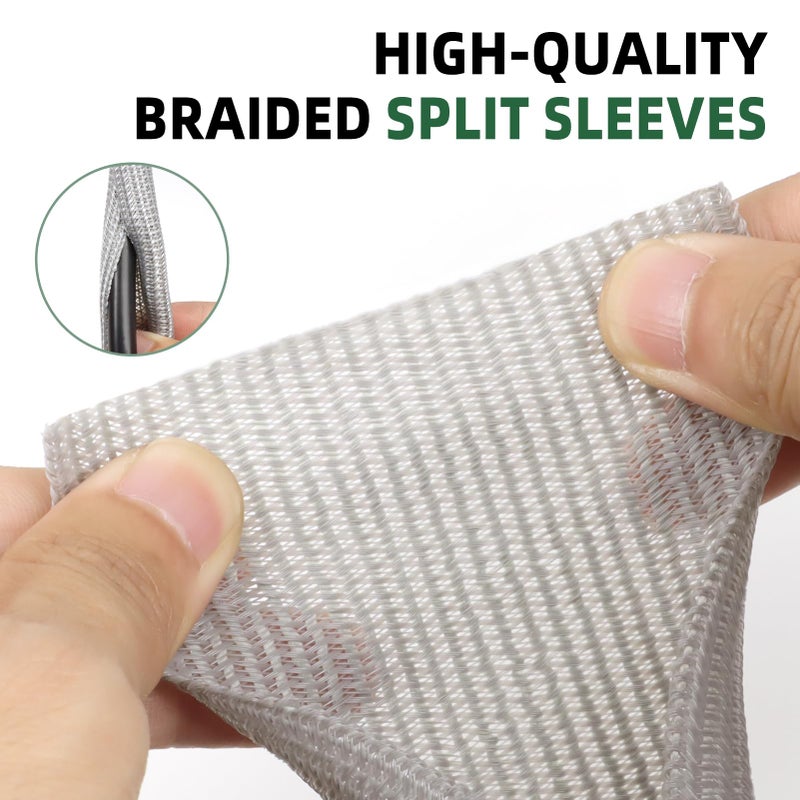 Kelepu Split Wire Loom Tubing, Cable Protector Sleeve, Braided Cable Management for TV/Computer/Home Theater/Engine Bay, Cord Protectors from Pets No Chew (Grey, 1/8"-10ft) - Image 3