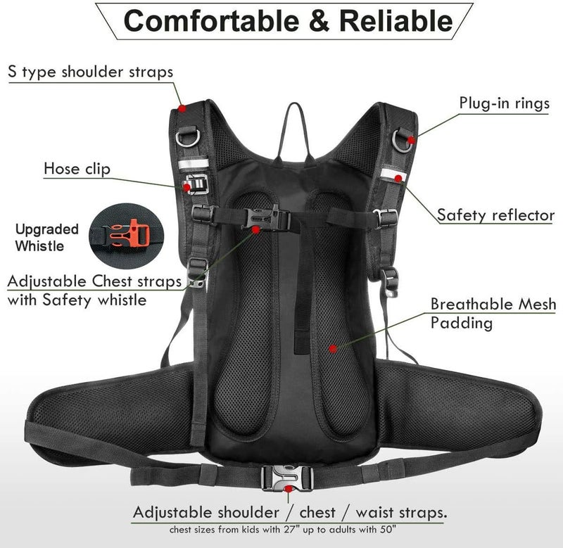 Mothybot Hydration Pack, Insulated Hydration Backpack with 2L BPA Free Water Bladder and Storage, Hiking Backpack for Men, Women, Kids for Running, Cycling, Camping - Keep Liquid Cool up to 5 Hours - Image 4