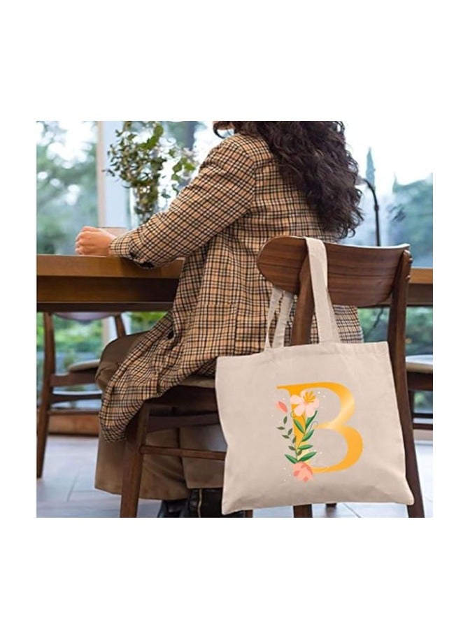 PRINTSHOP4ME Initial Letters Printed Canvas Cotton Tote Bag For Women-Party Gift Idea And Cotton Gift Bag,Reusable Bag - Image 3