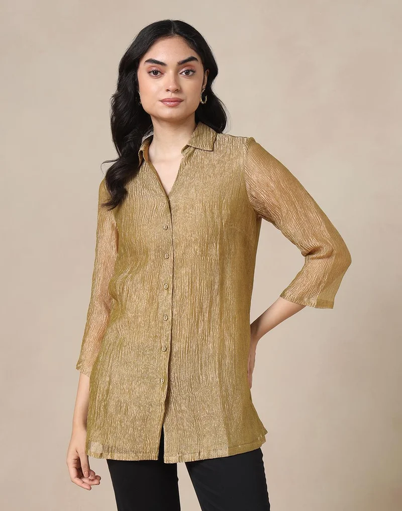 فاب انديا Olive Viscose Blend Tunic