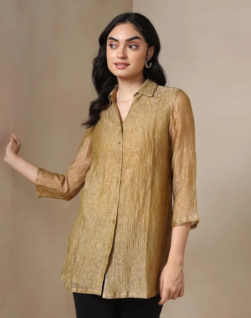 فاب انديا Olive Viscose Blend Tunic