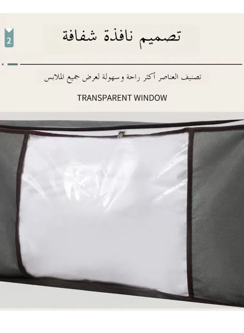3 packs, thickened large capacity moisture-proof folding storage box, durable and space-saving, transparent window storage bag with handles, quilts, clothes sorting fabric moving and packing large bag - Image 3