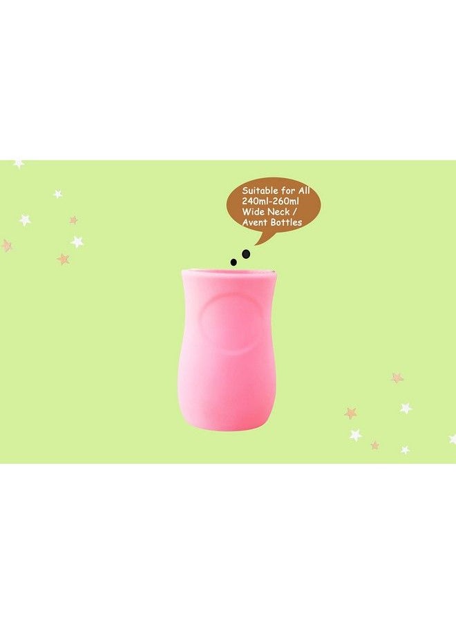 The Little Lookers Baby Feeding Glass Bottle Protection Silicone Cover;Sleeve Holder;Suitable For Wide Neck;Avent Feeder; Protector Cover For Babies (Wide Neck 240 260Ml;8Oz Pink)  - Image 3