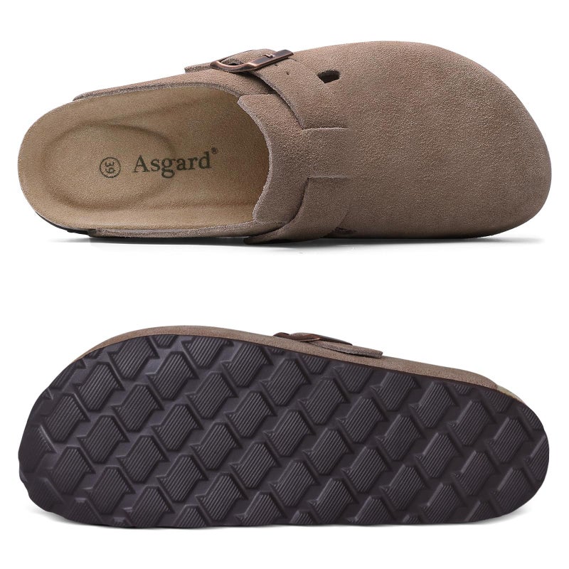 Asgard Genuine Suede Clogs for Women Men Leather Mules Arch Support Potato Shoes with Comfort Cork Footbed Mocha 42 - Image 3