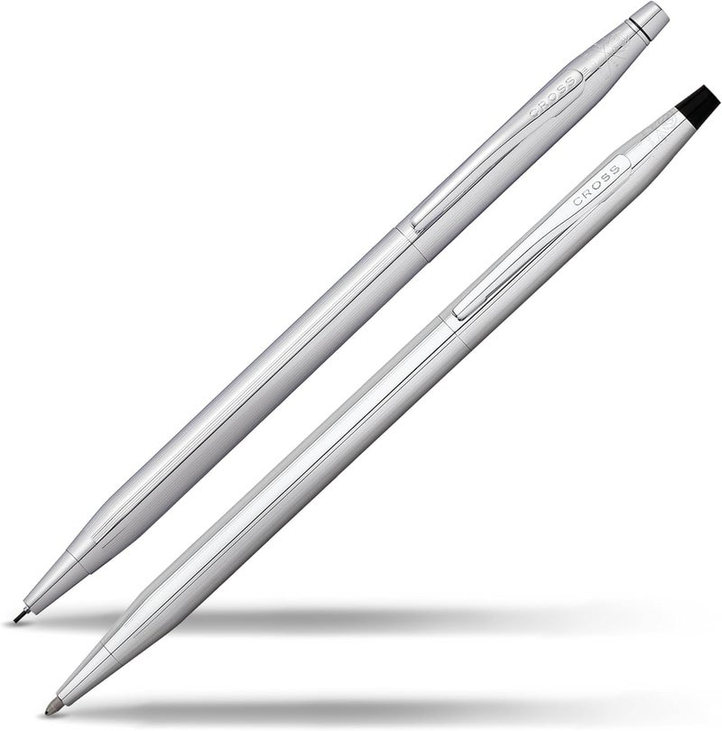 Cross Classic Century Refillable Pen Pencil Gift Set Presented in a Luxury Gift Box Medium Point Black Ink Lustrous Chrome - Image 2