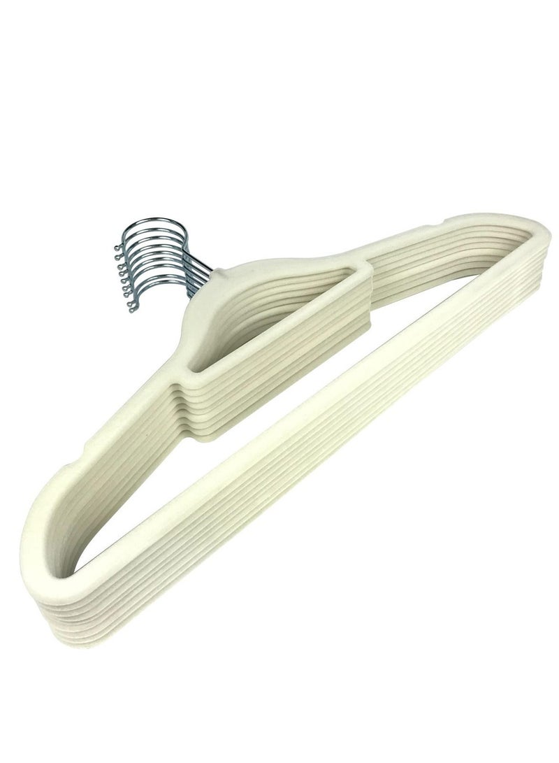 Cool Baby Premium Non-Slip Velvet Hangers [Set of 10] (42cm) – Heavy Duty Velvet Suit Hangers with Tie Bar, 360 degree rotatory hook (White) - Image 1