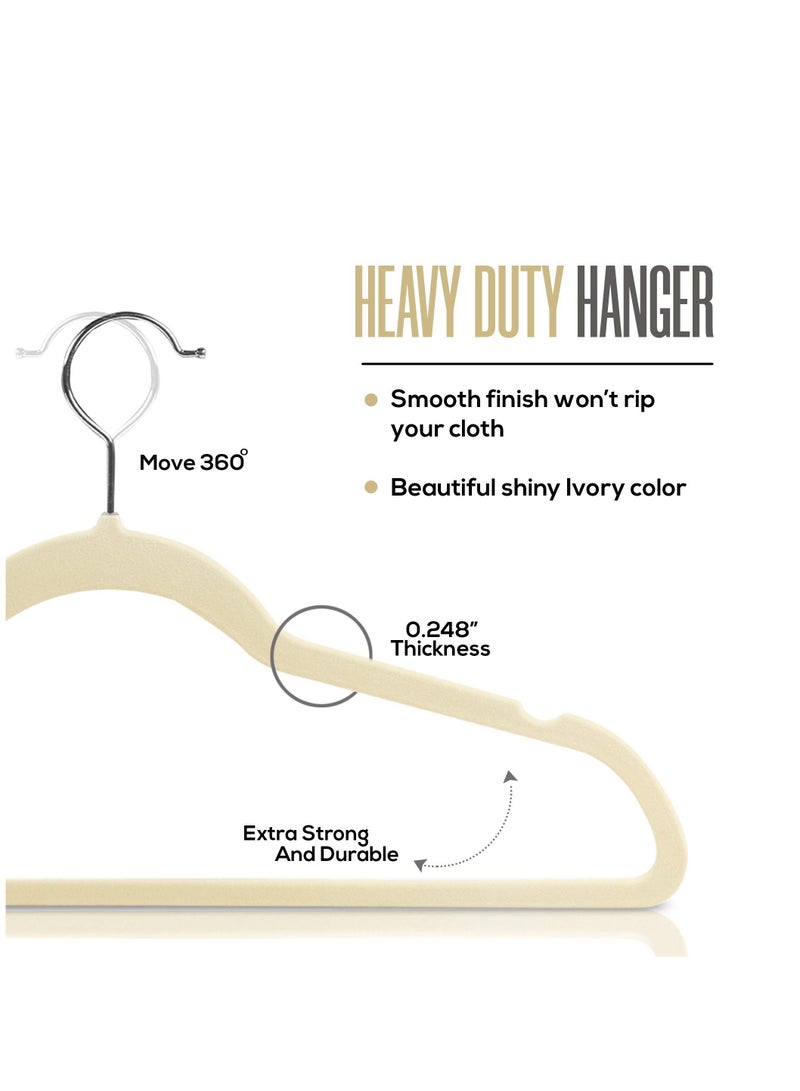 Cool Baby Premium Non-Slip Velvet Hangers [Set of 10] (42cm) – Heavy Duty Velvet Suit Hangers with Tie Bar, 360 degree rotatory hook (White) - Image 4
