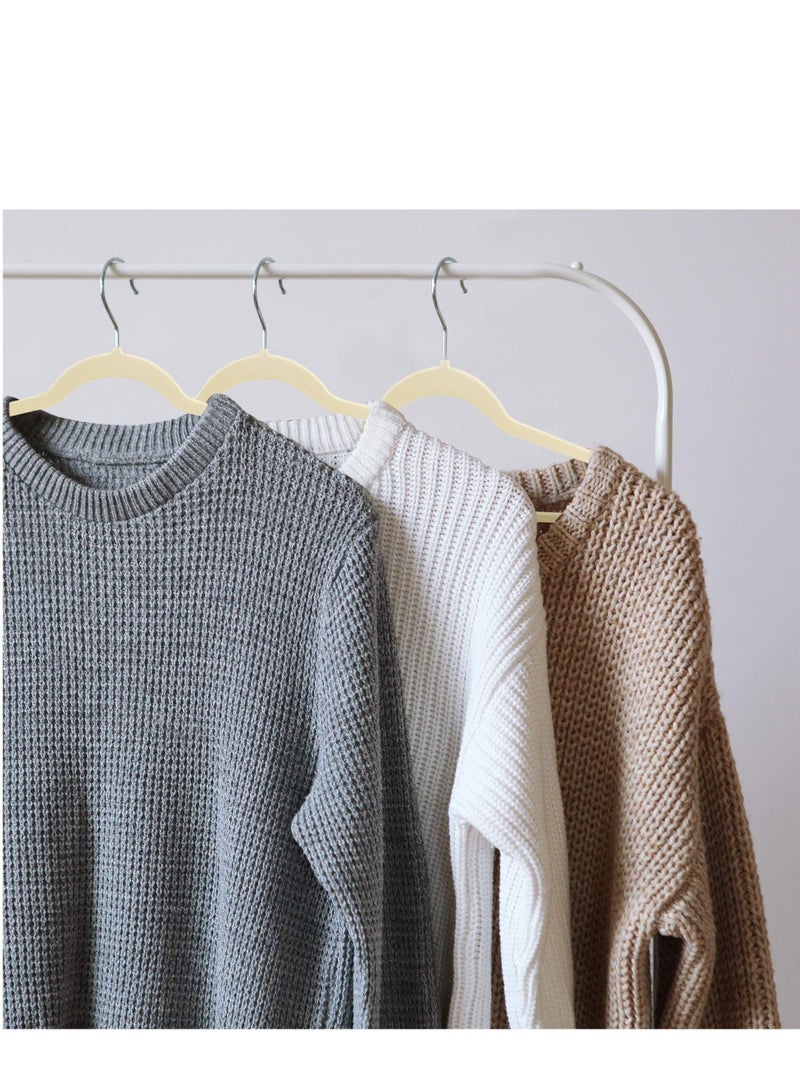 Cool Baby Premium Non-Slip Velvet Hangers [Set of 10] (42cm) – Heavy Duty Velvet Suit Hangers with Tie Bar, 360 degree rotatory hook (White) - Image 3