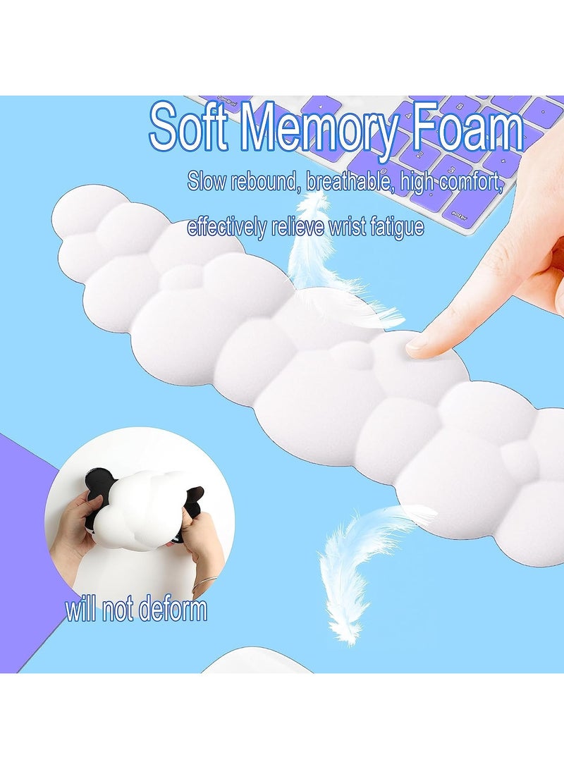 Keyboard Cloud Wrist Rest Mouse Pad Sets PU Memory Foam Non-Slip Soft and Elastic can Relieve Typing Pain Ergonomic Support for Desktop Office Gamer Computer Carpet Wrist Support Accessories (White) - Image 4