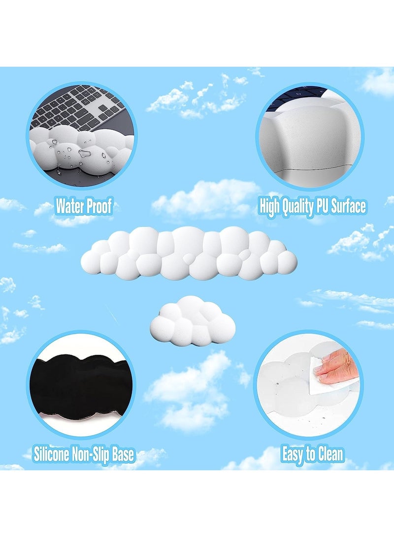 Keyboard Cloud Wrist Rest Mouse Pad Sets PU Memory Foam Non-Slip Soft and Elastic can Relieve Typing Pain Ergonomic Support for Desktop Office Gamer Computer Carpet Wrist Support Accessories (White) - Image 3