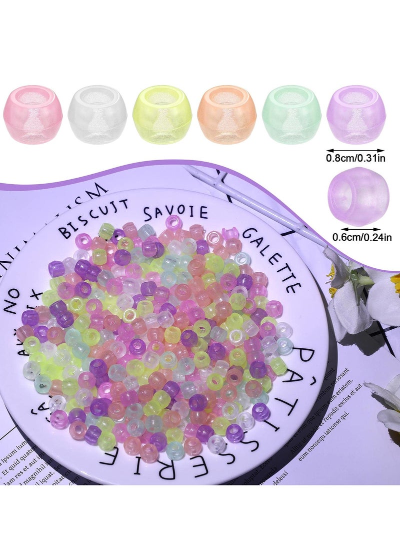 SOLARAE Pony Beads Glow In The Dark Plastic Hair DIY Bracelet Artificial Fluorescent for Jewelry Making Bracelets Necklaces Children Toys (600 Pieces) - Image 2