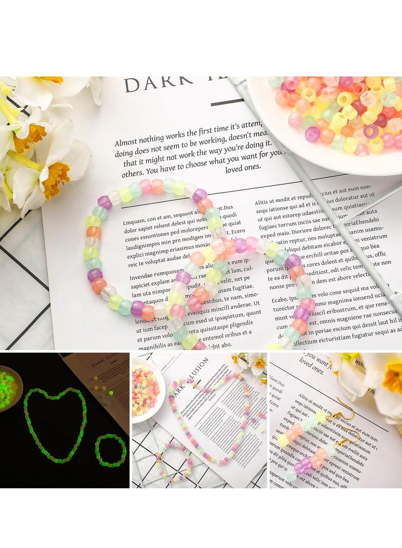 SOLARAE Pony Beads Glow In The Dark Plastic Hair DIY Bracelet Artificial Fluorescent for Jewelry Making Bracelets Necklaces Children Toys (600 Pieces) - Image 3